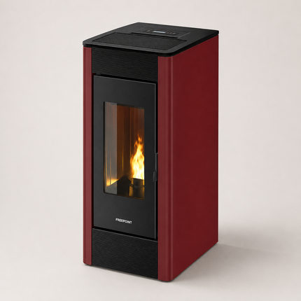 Freepoint Pelletofen One Airtight Stahl Bordeaux 7 kW