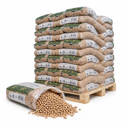 Naturkraft Holzpellets – 66 × 15 kg Palette (990 kg) – 100 % Nadelholz, ENplus A1 & DINplus