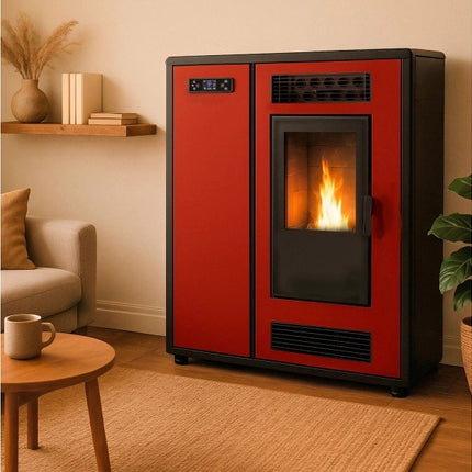 Sannover Luft-Pelletofen Slim Astral 12,2 kW Bordeaux