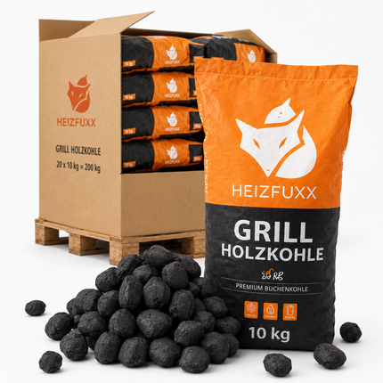 Heizfuxx Grillbriketts 10kg x 20 Sack 200kg Palette