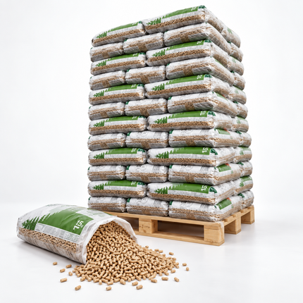 Green Energy Holzpellets – 65 × 15 kg Palette – Nadel- und Laubholz, ENplus A1 & DINplus