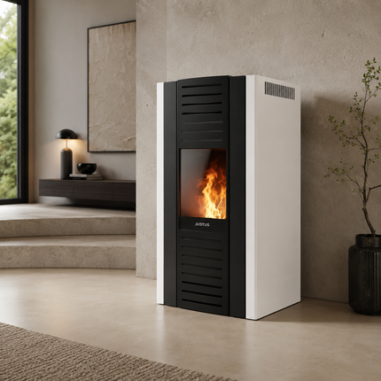 Justus Pelletofen Sirkos 2.0 Stahl Seidenweiß 6 kW mit Automatik