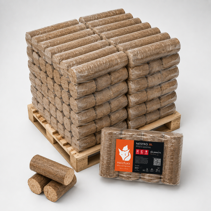 Heizfuxx Nestro XL Red Holzbriketts Hartholz 10kg x 96 Gebinde 960kg Palette