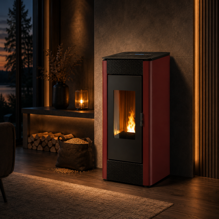 Freepoint Pelletofen One Airtight Stahl Bordeaux 7 kW