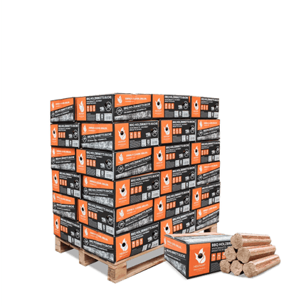 Heizfuxx BBQ-Buchenholzbriketts 18kg x 18 Gebinde 324kg Palette