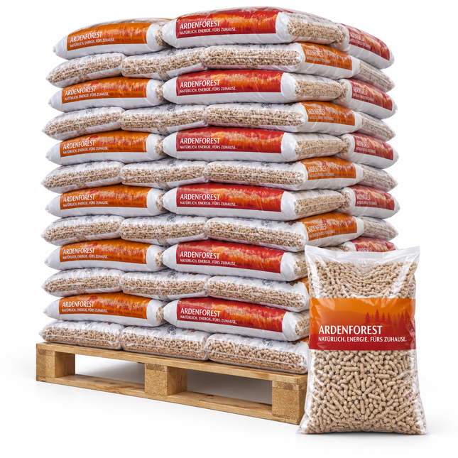 Wooday Holzpellets – 65 × 15 kg Palette (975 kg) – 100 % Nadelholz, DINplus