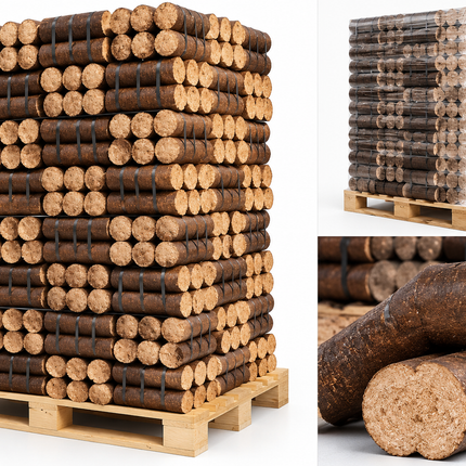 Woodstock Pressholzbriketts – Palette mit 8 × 84 Briketts – hohe Heizleistung