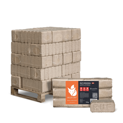 Heizfuxx RUF Original Red Holzbriketts Hartholz 10kg x 30 Gebinde 300kg Palette