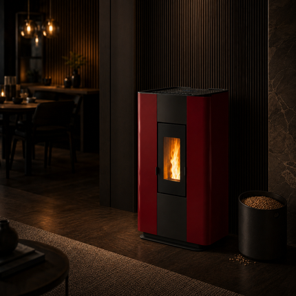 Freepoint Pelletofen Roxy Stand Stahl Bordeaux 7 kW