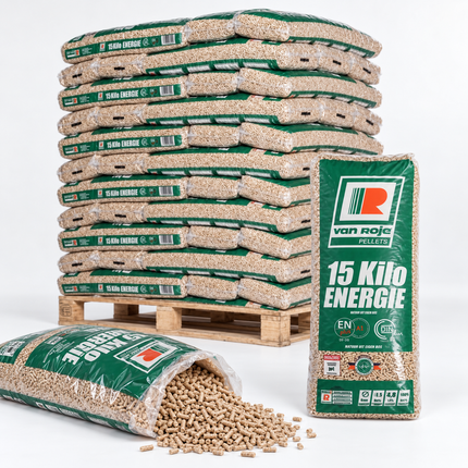 Van Roje Holzpellets – 65 × 15 kg Palette (975 kg) – 100 % Nadelholz, ENplus A1 & DINplus & PEFC