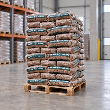 Valboval Holzpellets – 65 × 15 kg Palette (975 kg) – 100 % Nadelholz, DINplus