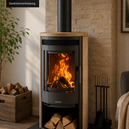 Justus Kaminofen Usedom 5 Schwarz 5 kW Sandsteinverkleidung