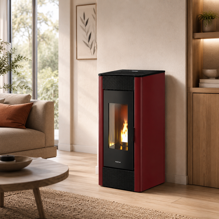 Freepoint Pelletofen One Airtight Stahl Bordeaux 7 kW