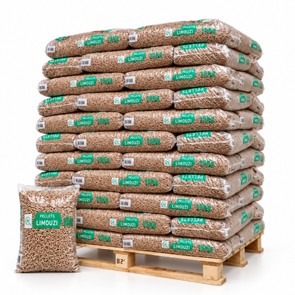 Limouzi Holzpellets – 66 × 15 kg Palette (990 kg) – 100 % Nadelholz, DINplus & PEFC