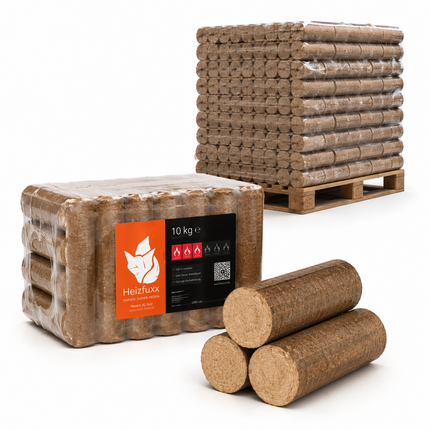 Heizfuxx Nestro XL Red Holzbriketts Hartholz 10kg x 96 Gebinde 960kg Palette