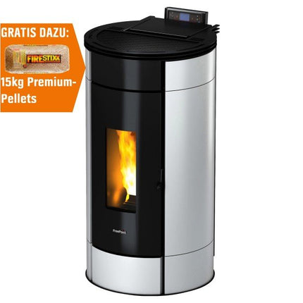 Freepoint Pelletofen Globe Stahl Weiß 10,5 kW mit Automatik