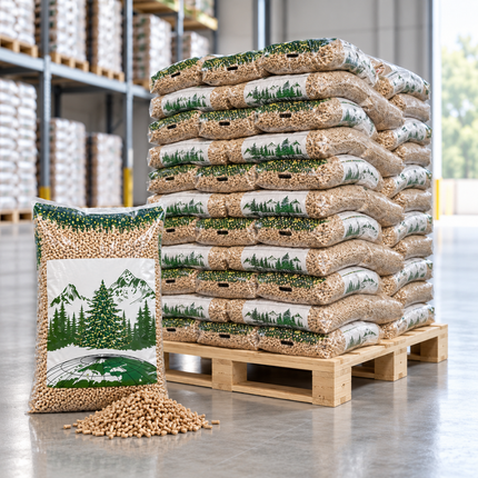 Naturkraft Holzpellets – 66 × 15 kg Palette (990 kg) – 100 % Nadelholz, ENplus A1 & DINplus