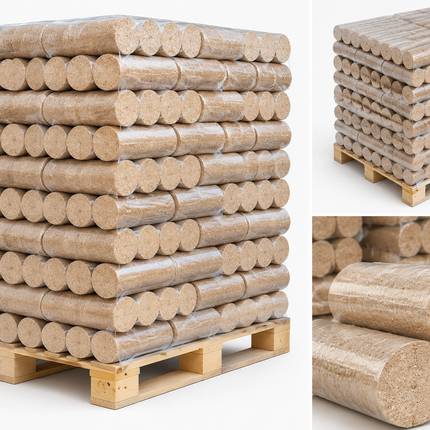 BIOENERGIE Holzbriketts – Palette 5 × 96 Briketts – hohe Heizleistung