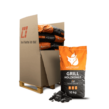 Heizfuxx Grillholzkohle in Gastro-Qualität 10kg x 12 Sack 120kg Palette