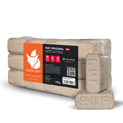 Heizfuxx RUF Original Red Holzbriketts Hartholz 10kg x 96 Gebinde 960kg Palette