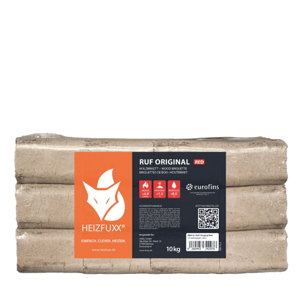 Heizfuxx RUF Original Red Holzbriketts Hartholz 10kg x 96 Gebinde 960kg Palette