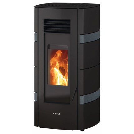 Justus Pelletofen Sia Stahl Schwarz-Anthrazit 8 kW mit Automatik