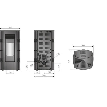 Justus Pelletofen Sia Stahl Schwarz-Anthrazit 8 kW mit Automatik
