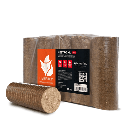 Heizfuxx Nestro XL Red Holzbriketts Hartholz 10kg x 96 Gebinde 960kg Palette