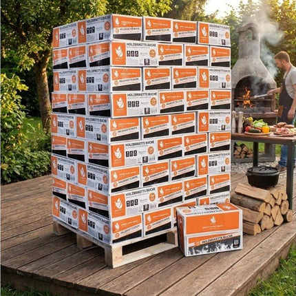 Heizfuxx Nestro M Holzbriketts Hartholz im Karton 12kg x 81 Karton 972kg Palette