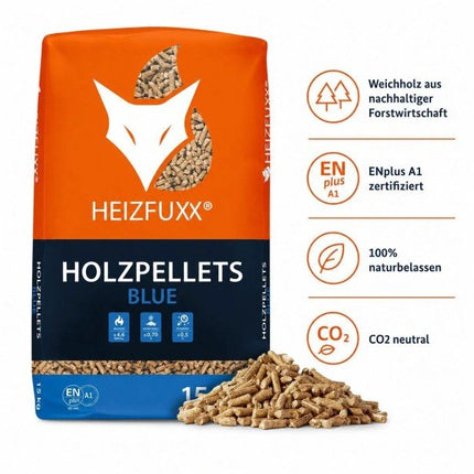 Heizfuxx Holzpellets Blue 15kg x 65 Sack 975kg Palette