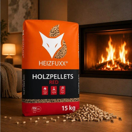 Heizfuxx Red ENplus A1 Holzpellets Hartholz 15kg x 65 Sack 975kg Palette