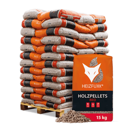 Heizfuxx Red ENplus A1 Holzpellets Hartholz 15kg x 65 Sack 975kg Palette