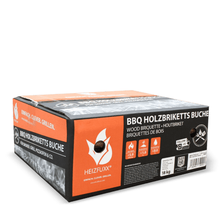 Heizfuxx BBQ-Buchenholzbriketts 18kg x 18 Gebinde 324kg Palette