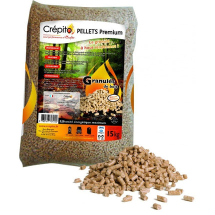 Crépito Holzpellets – 33 × 15 kg Halbpalette (495 kg) – 100 % Nadelholz