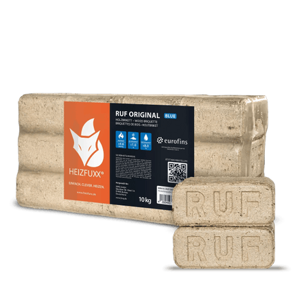 Heizfuxx RUF Original Blue Holzbriketts Nadelholz 10kg x 96 Gebinde 960kg Palette