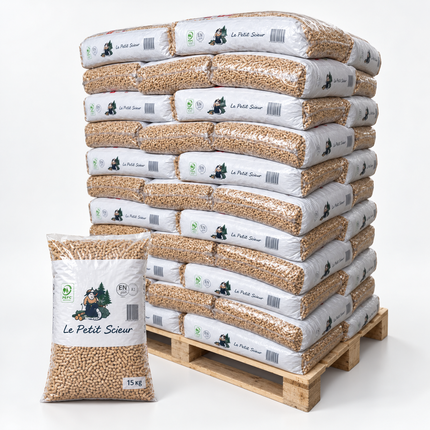 Le Petit Scieur Holzpellets – 65 × 15 kg Palette (975 kg) – 100 % Nadelholz, DINplus & PEFC