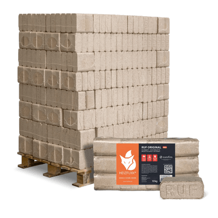 Heizfuxx RUF Original Red Holzbriketts Hartholz 10kg x 96 Gebinde 960kg Palette