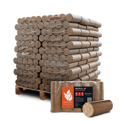 Heizfuxx Nestro XL Red Holzbriketts Hartholz 10kg x 96 Gebinde 960kg Palette