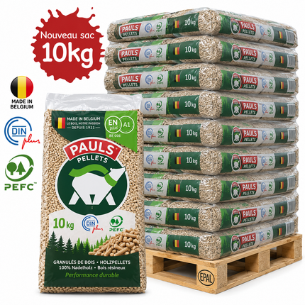 PAULS Holzpellets – 70 × 15 kg Palette (1050 kg) – 100 % Nadelholz, PEFC
