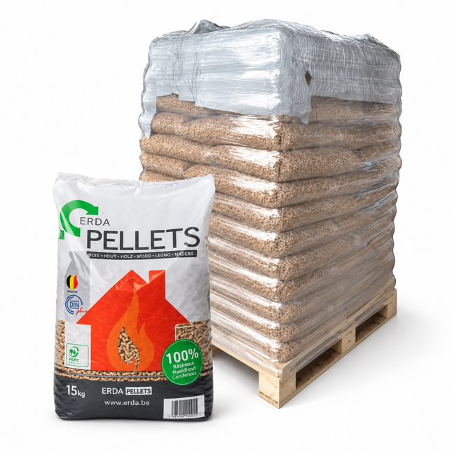 Piveteau Holzpellets – 66 × 15 kg Palette – 100 % Nadelholz