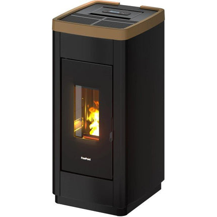 Freepoint Pelletofen LIFE Stahl Schwarz-Gold 8,5 kW