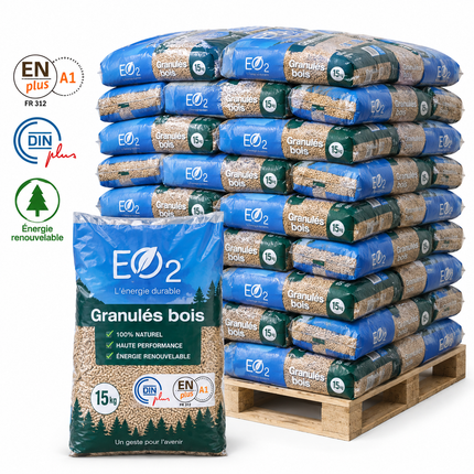 EO2 Holzpellets – 66 × 15 kg Palette (990 kg)