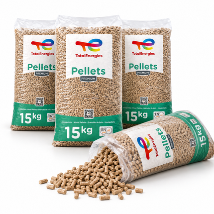 TotalEnergies Holzpellets – 15 kg Sack – 100 % Nadelholz, ENplus A1