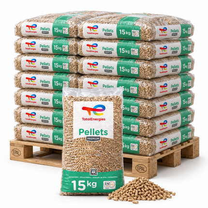 TotalEnergies Holzpellets – 15 kg Sack – 100 % Nadelholz, ENplus A1