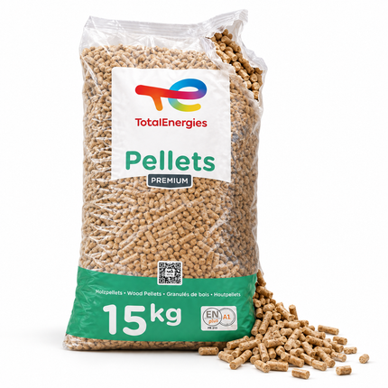 TotalEnergies Holzpellets – 15 kg Sack – 100 % Nadelholz, ENplus A1
